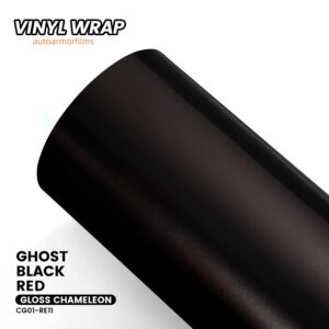 Gloss Chameleon Ghost Black Red PET Vinyl Wrap Car Film