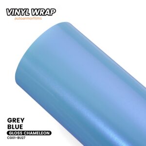 Gloss Chameleon Grey Blue PET Vinyl Wrap Car Film