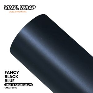 Matte Chameleon Fancy Black Blue PET Vinyl Wrap Car Film