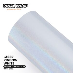 White Chameleon Gloss Laser Rinbow White PET Vinyl Wrap Car Film