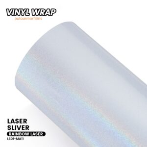 Rainbow Laser Silver PET Vinyl Wrap Car Film
