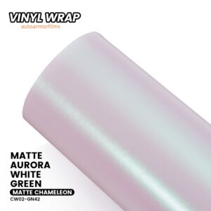 White Chameleon Matte Aurora White Green PET Vinyl Wrap Car Film