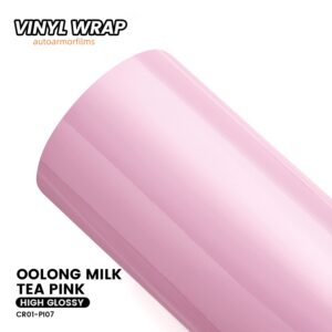 High Gloss Oolong Milk Tea Pink PET Vinyl Wrap Car Film