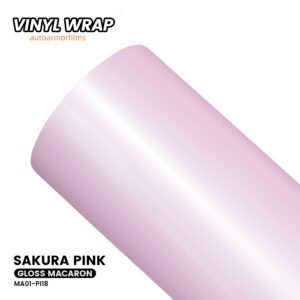 Gloss Macaron Sakura Pink PET Vinyl Wrap Car Film